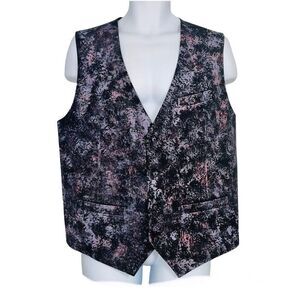 Mens Vest Size XXL 2XL Waistcoat Black Gray Paint Splatter Abstract